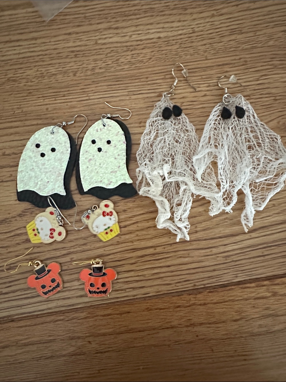 Halloween Ghost & Pumpkin Earring Set - White, Black, Orange